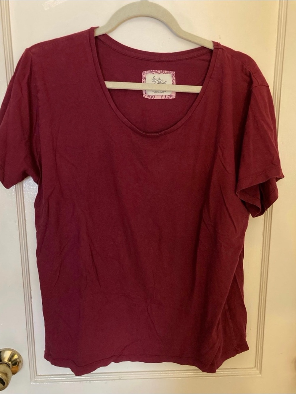 Primark Love to lounge dark pink/maroon short sleeve t-shirt size XL
